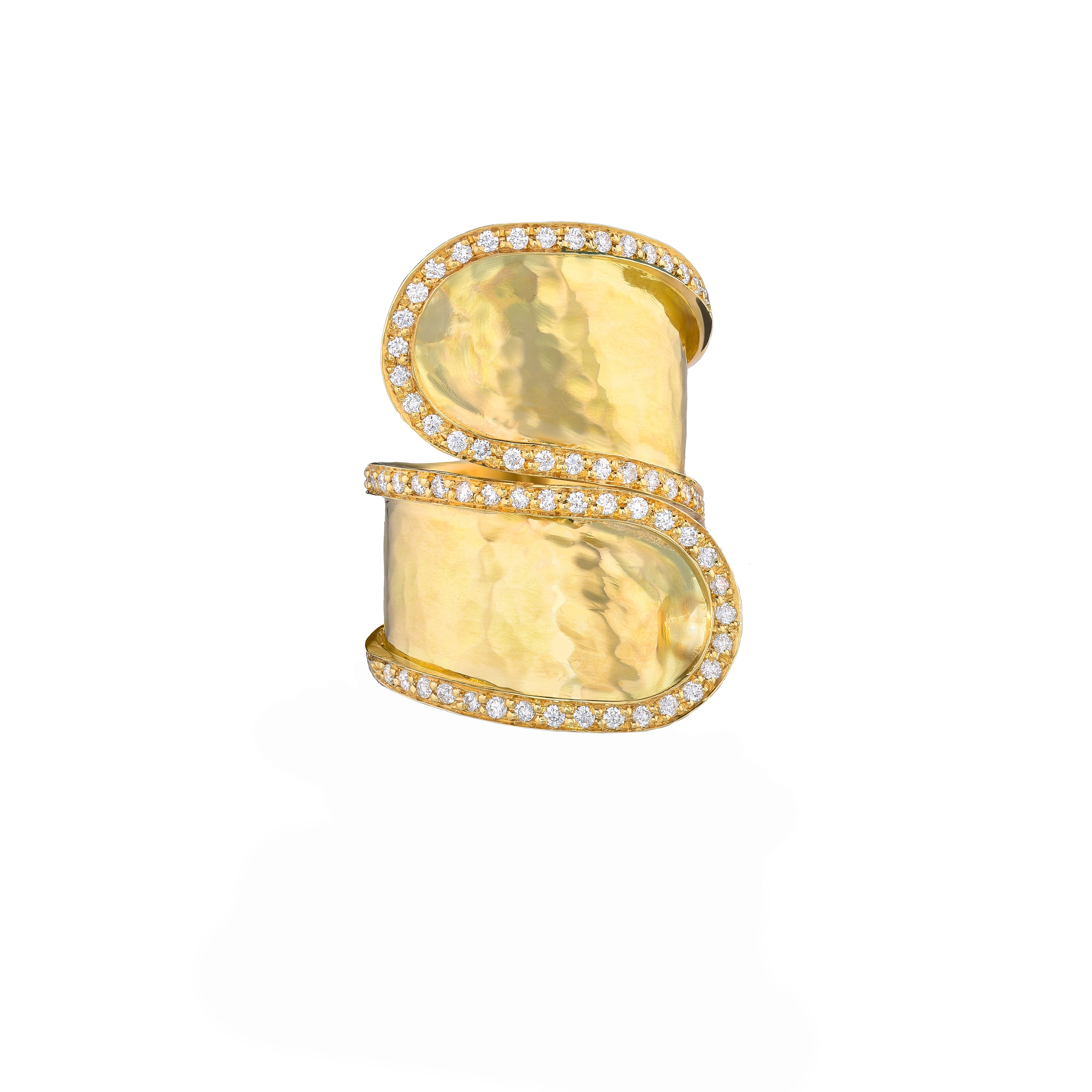 Hammered Overlap Ring, Diamonds