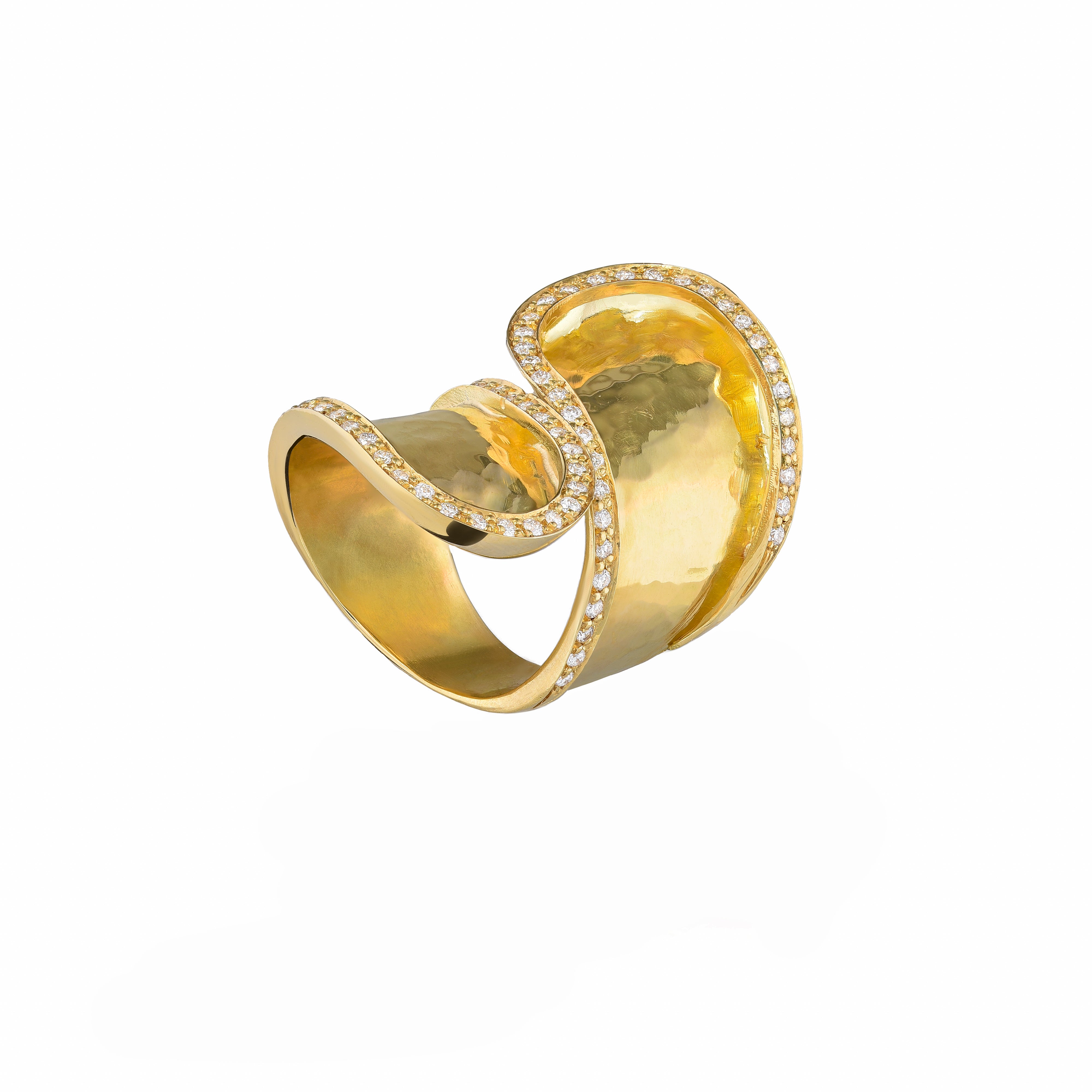 Hammered Overlap Ring, Diamonds