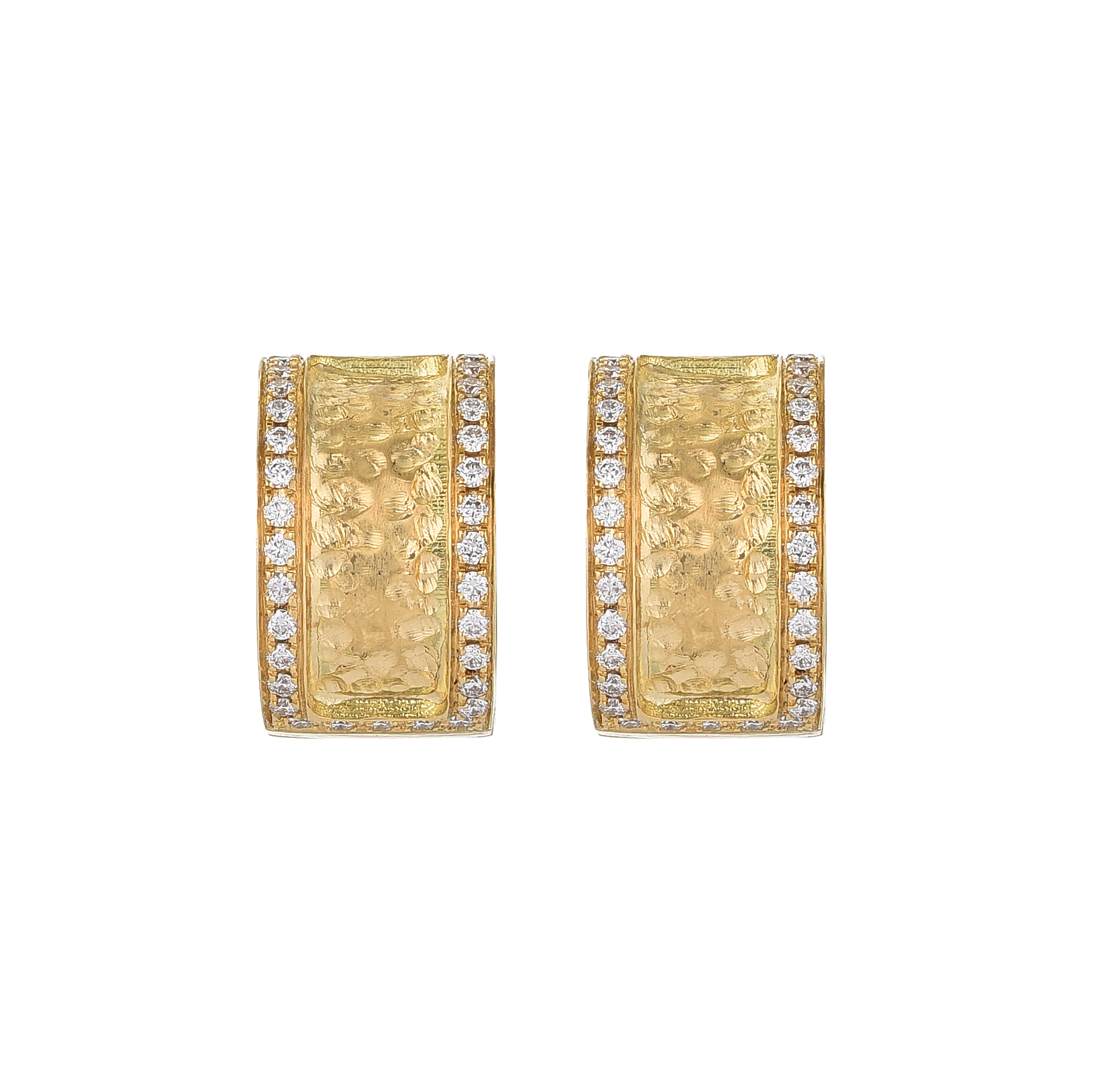 Hammered Gold & Diamond Huggies