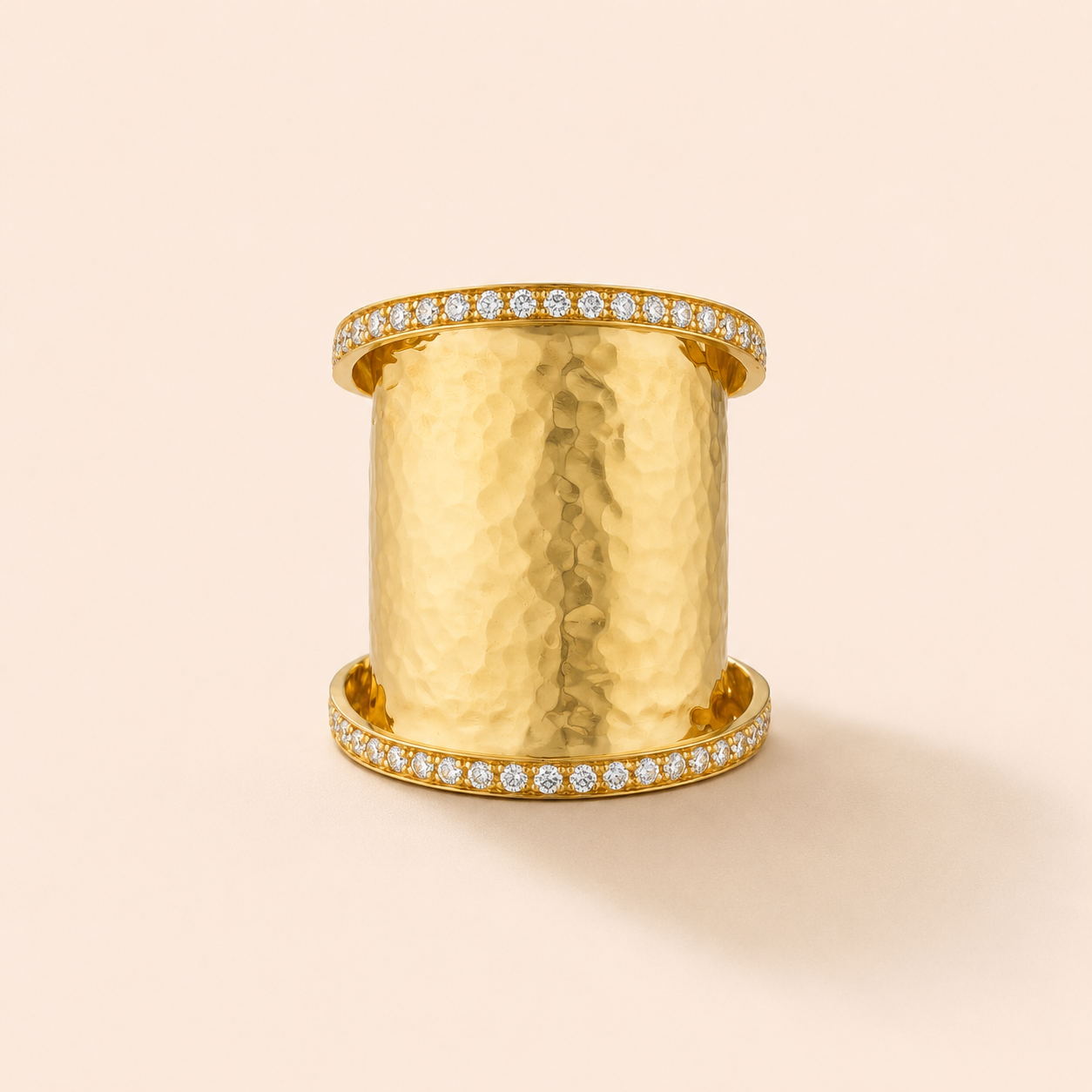 Hammered Armor Ring, Diamonds
