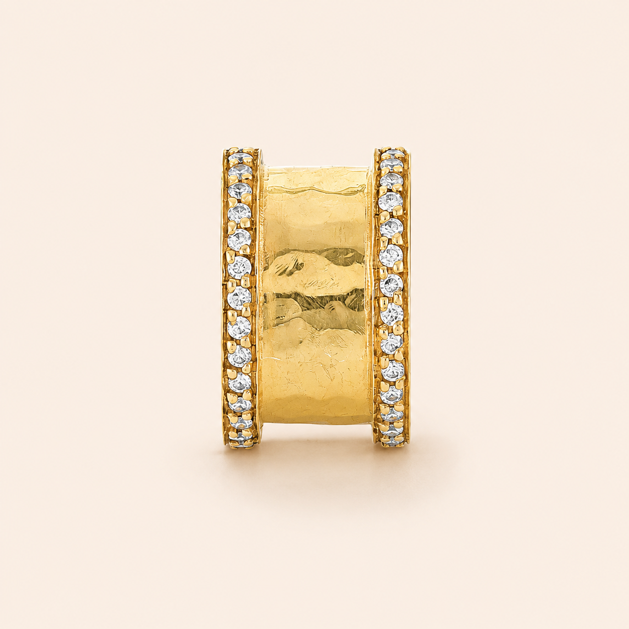 Hammered Gold & Diamond Ear Cuff