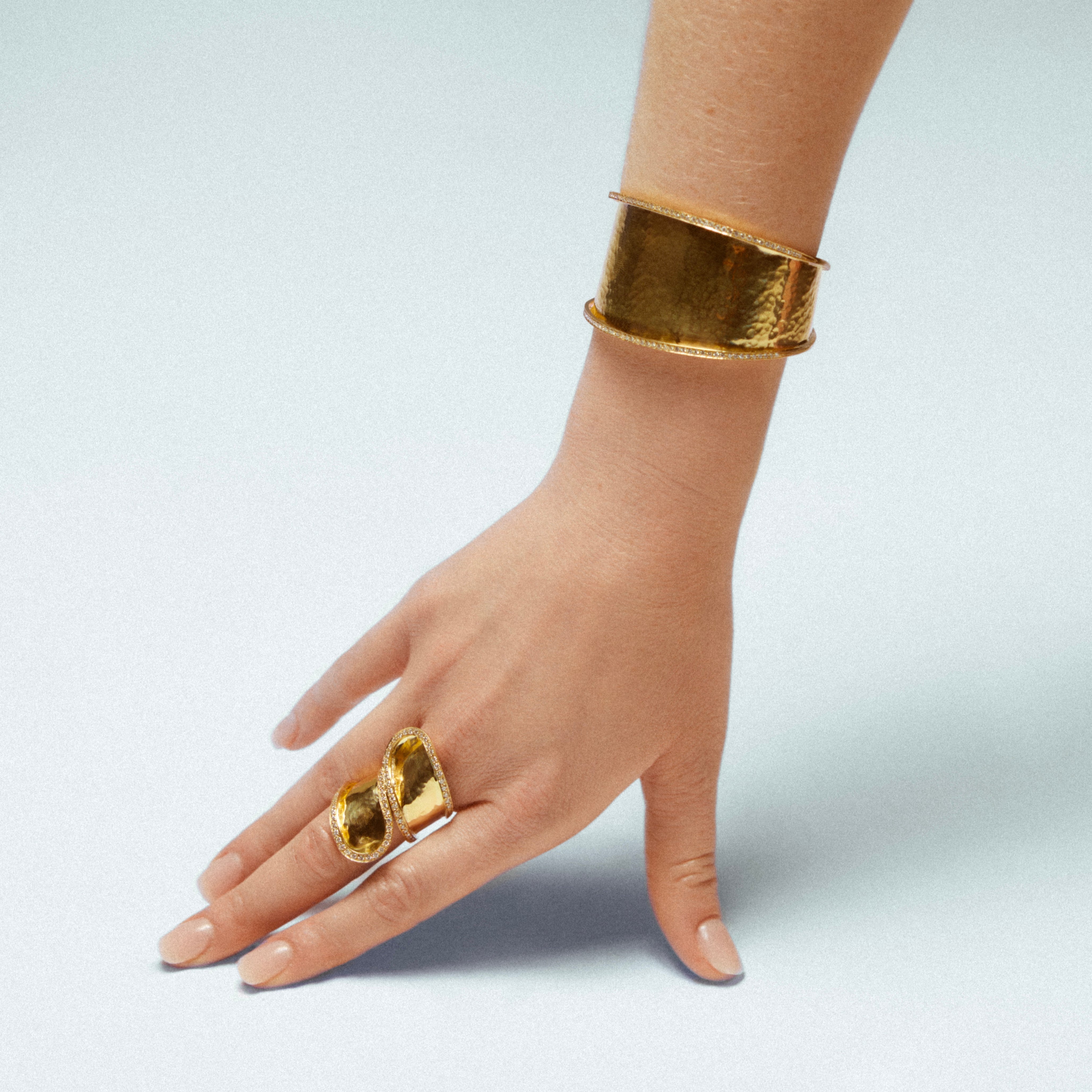 Hammered Armor Cuff, Diamonds