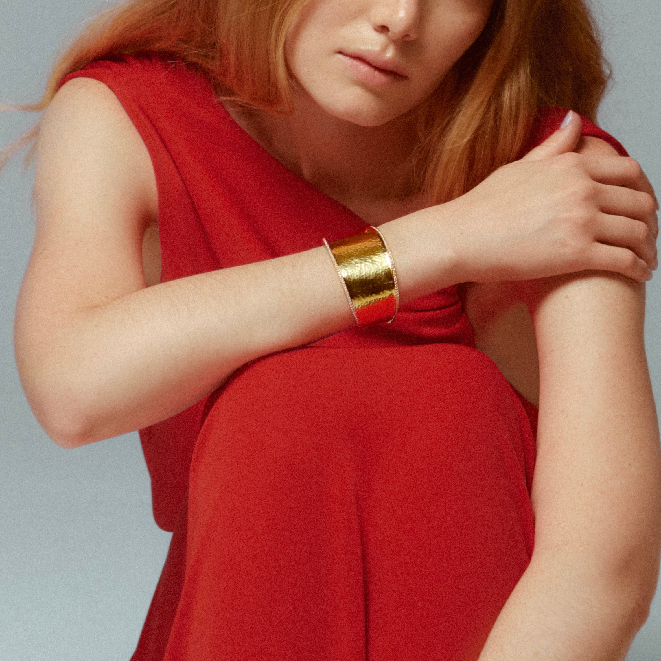 Hammered Armor Cuff, Diamonds