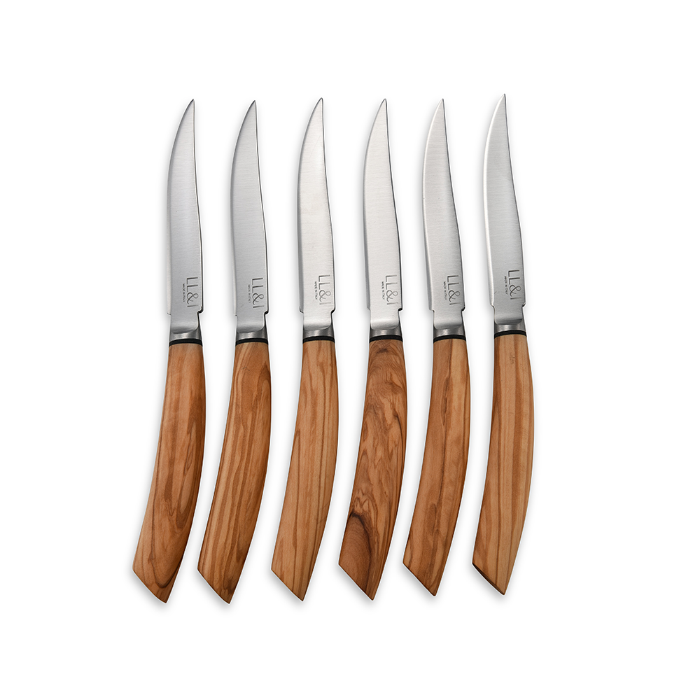Olive Wood Steak Knives — Set of Six