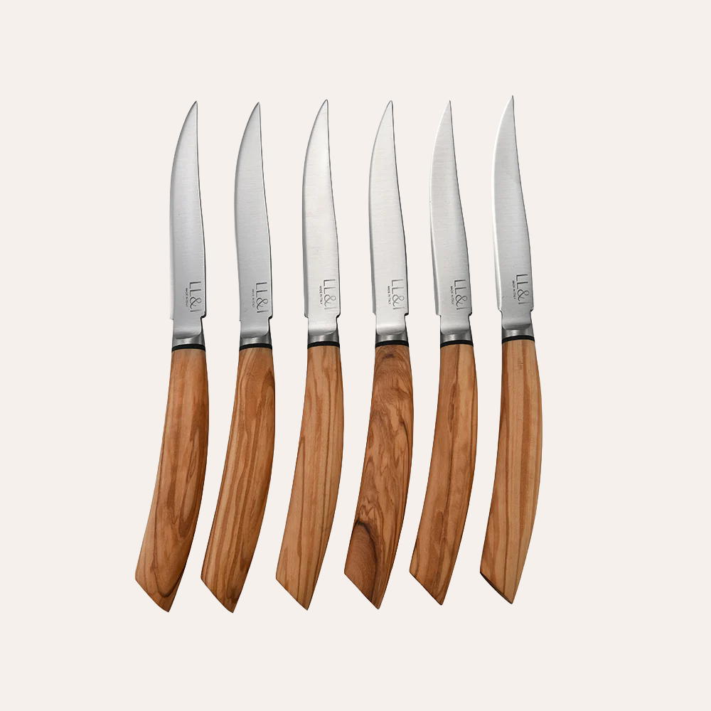 Olive Wood Steak Knives — Set of Six