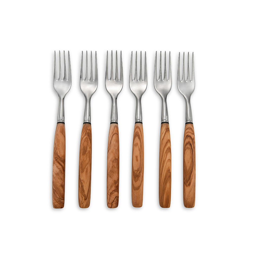 Olive Wood Forks — Set of Six